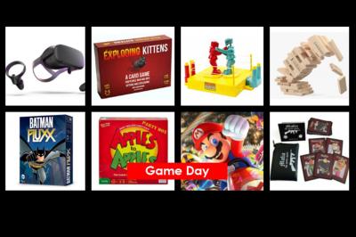 photos of board games, VR games, Jenga, tabletop games
