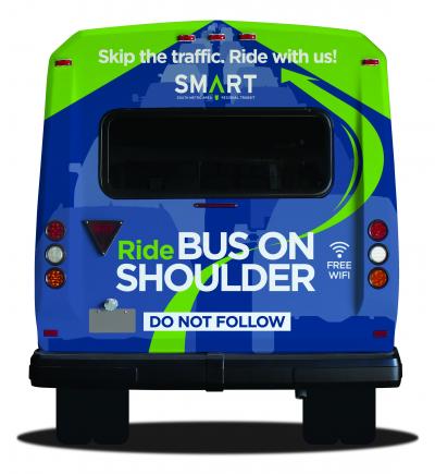 SMART bus on shoulder rear graphics